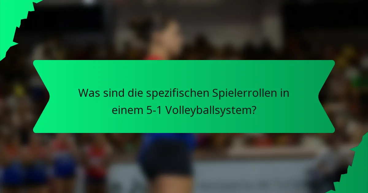 Was sind die spezifischen Spielerrollen in einem 5-1 Volleyballsystem?