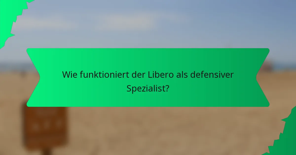 Wie funktioniert der Libero als defensiver Spezialist?